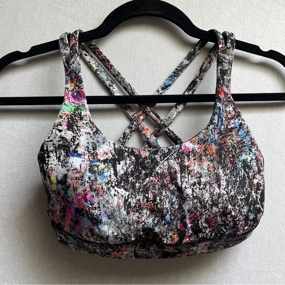 Lululemon Athletica Energy Bra Vitalize Multi Color Strappy Back Sz 4 - Picture 2 of 8